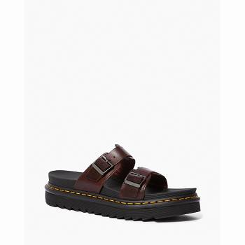 Dr Martens Myles Brando Kožené Buckle Slide - Bordove Sandale Panske, DR0142